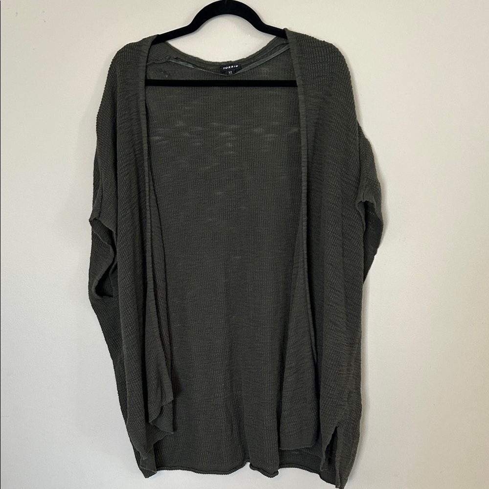 Torrid Olive Green Open-Front Cardigan
